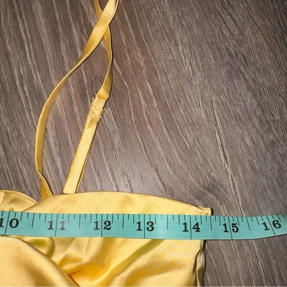 Meshki Tasia Tie Front Satin Mini Dress in Lemon yellow S NWT - Picture 13 of 16